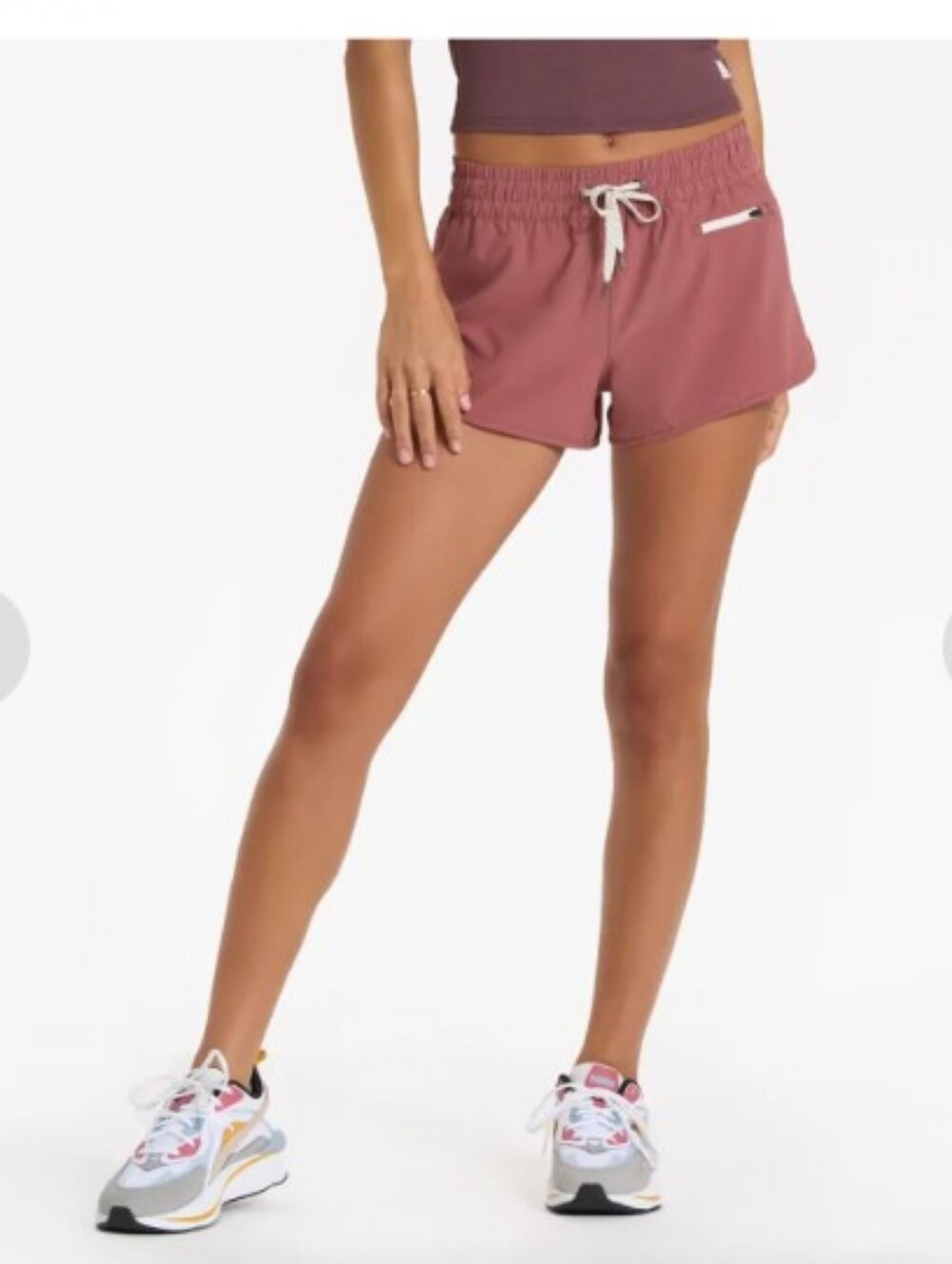 Vuori Women's Run Short in Rosewood with White Drawcord